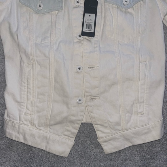 NWT G Star 3301 Straight Jacket Women's Size Small Light Aged Scatter White Blue - Picture 5 of 6